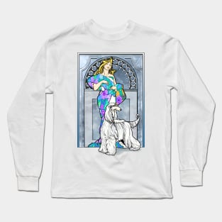 Mucha/Watson. White Afghan Hound.Elegant blonde female. Long Sleeve T-Shirt